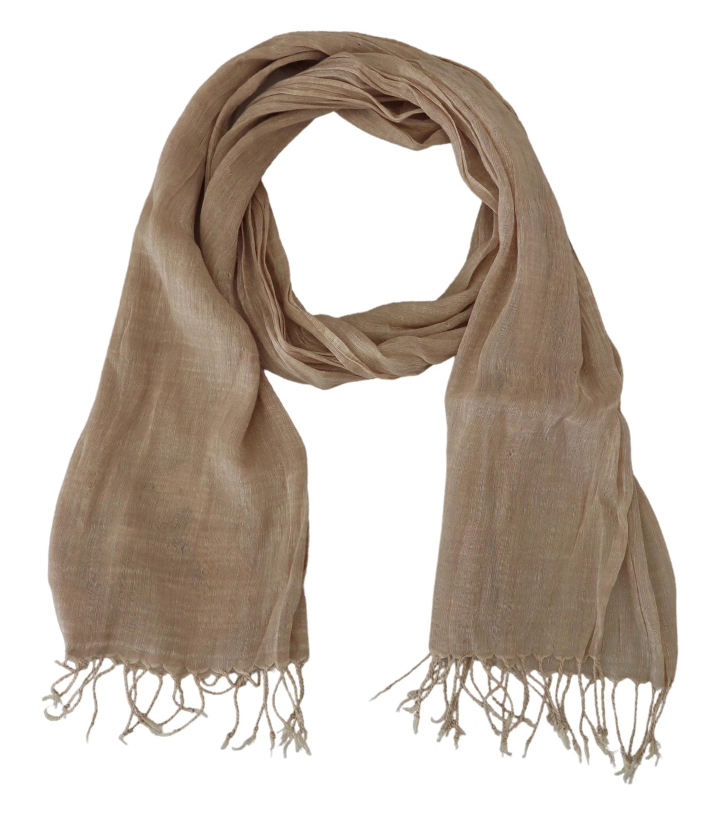 Costume National Beige Cotton Shawl Foulard Fringe Scarf, , Costume National Costume National, Material: 50% Cotton 50% Linen, Scarves - Women - Accessories -   Murillo Merchandise