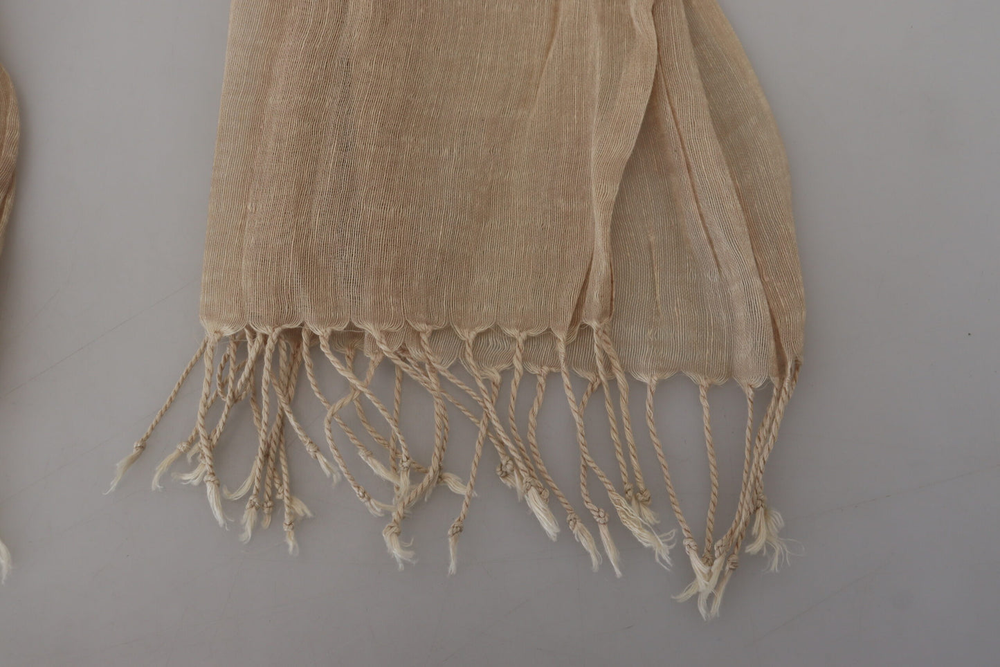 Costume National Beige Cotton Shawl Foulard Fringe Scarf, , Costume National Costume National, Material: 50% Cotton 50% Linen, Scarves - Women - Accessories -   Murillo Merchandise