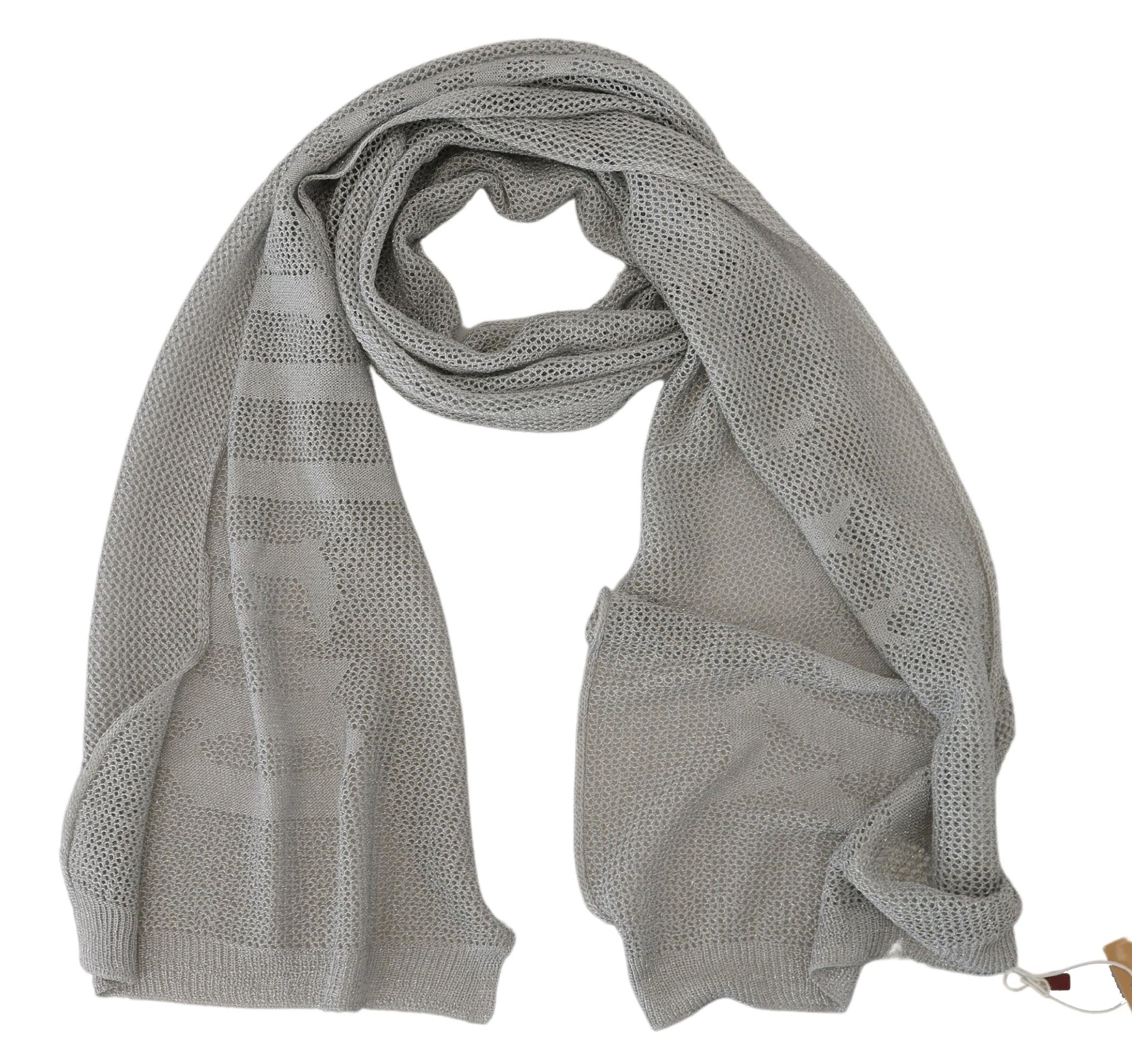 John Galliano Gray Logo Knitted Neck Wrap Shawl Foulard Scarf, , John Galliano John Galliano, Material: 86% Acetate 8% Polyester 6% Nylon, Scarves - Women - Accessories -   Murillo Merchandise