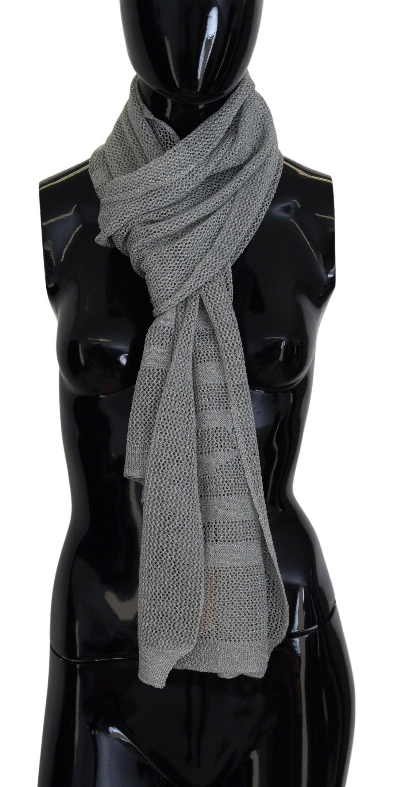 John Galliano Gray Logo Knitted Neck Wrap Shawl Foulard Scarf, , John Galliano John Galliano, Material: 86% Acetate 8% Polyester 6% Nylon, Scarves - Women - Accessories -   Murillo Merchandise