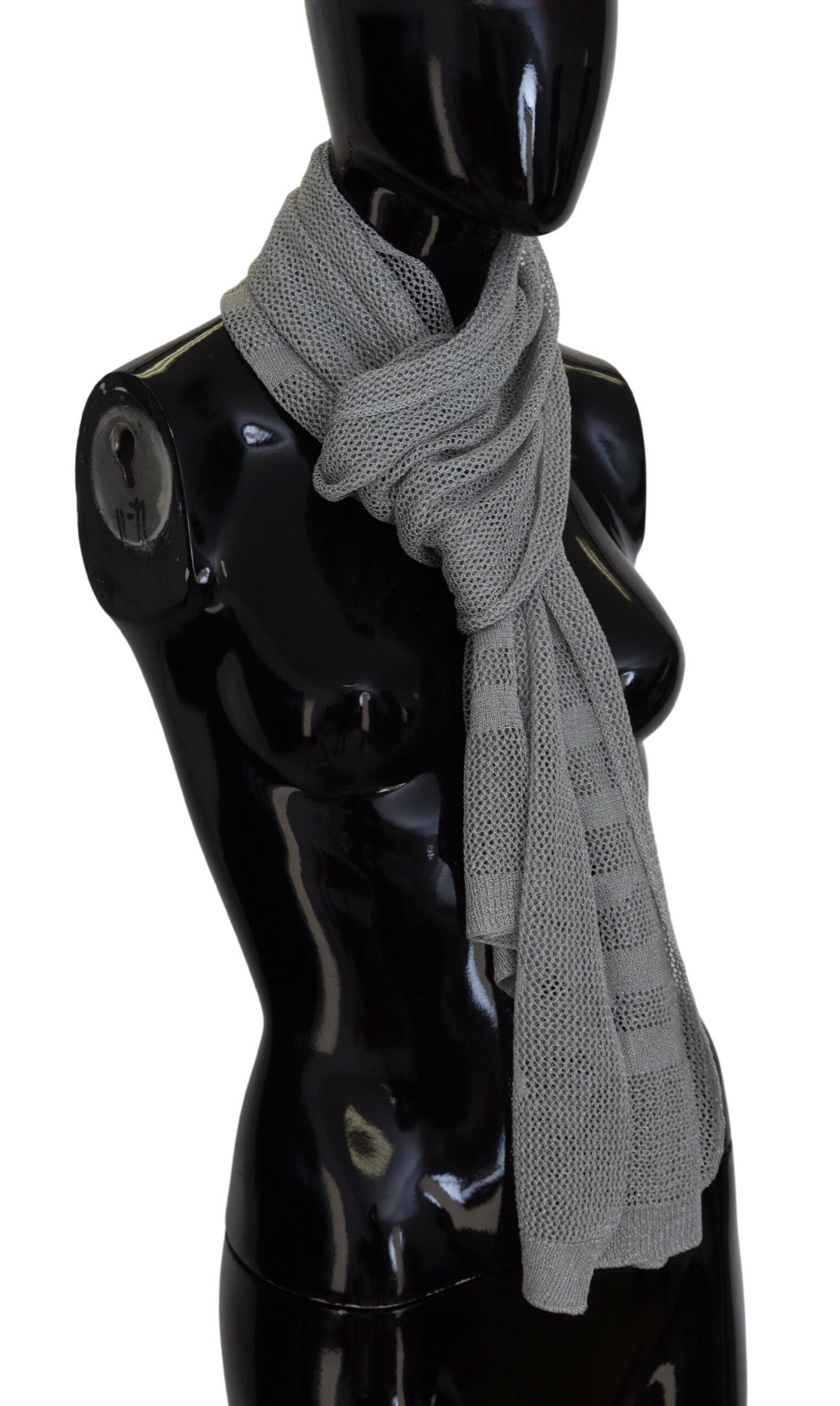 John Galliano Gray Logo Knitted Neck Wrap Shawl Foulard Scarf, , John Galliano John Galliano, Material: 86% Acetate 8% Polyester 6% Nylon, Scarves - Women - Accessories -   Murillo Merchandise