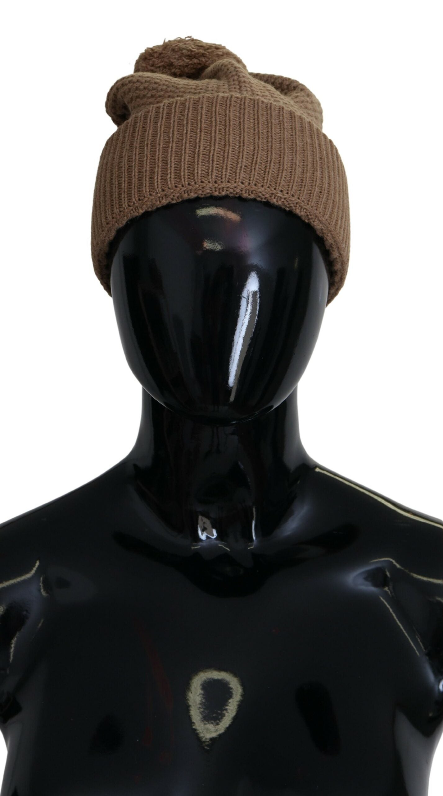 Dolce & Gabbana Elegant Camel Knit Beanie with Fur Accent, , Dolce & Gabbana Brown, Dolce & Gabbana, Hat - Women - Accessories, Material: 100% Camel -   Murillo Merchandise