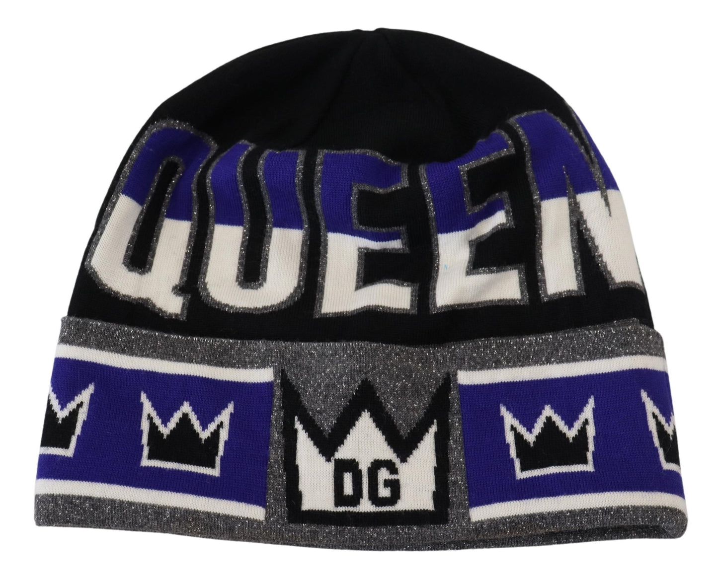 Dolce & Gabbana Multicolor Wool Blend Beanie with Queen Logo, , Dolce & Gabbana 10% Viscose, 5% Polyester, Dolce & Gabbana, Hat - Women - Accessories, Material: 85% Virgin Wool, Multicolor -   Murillo Merchandise