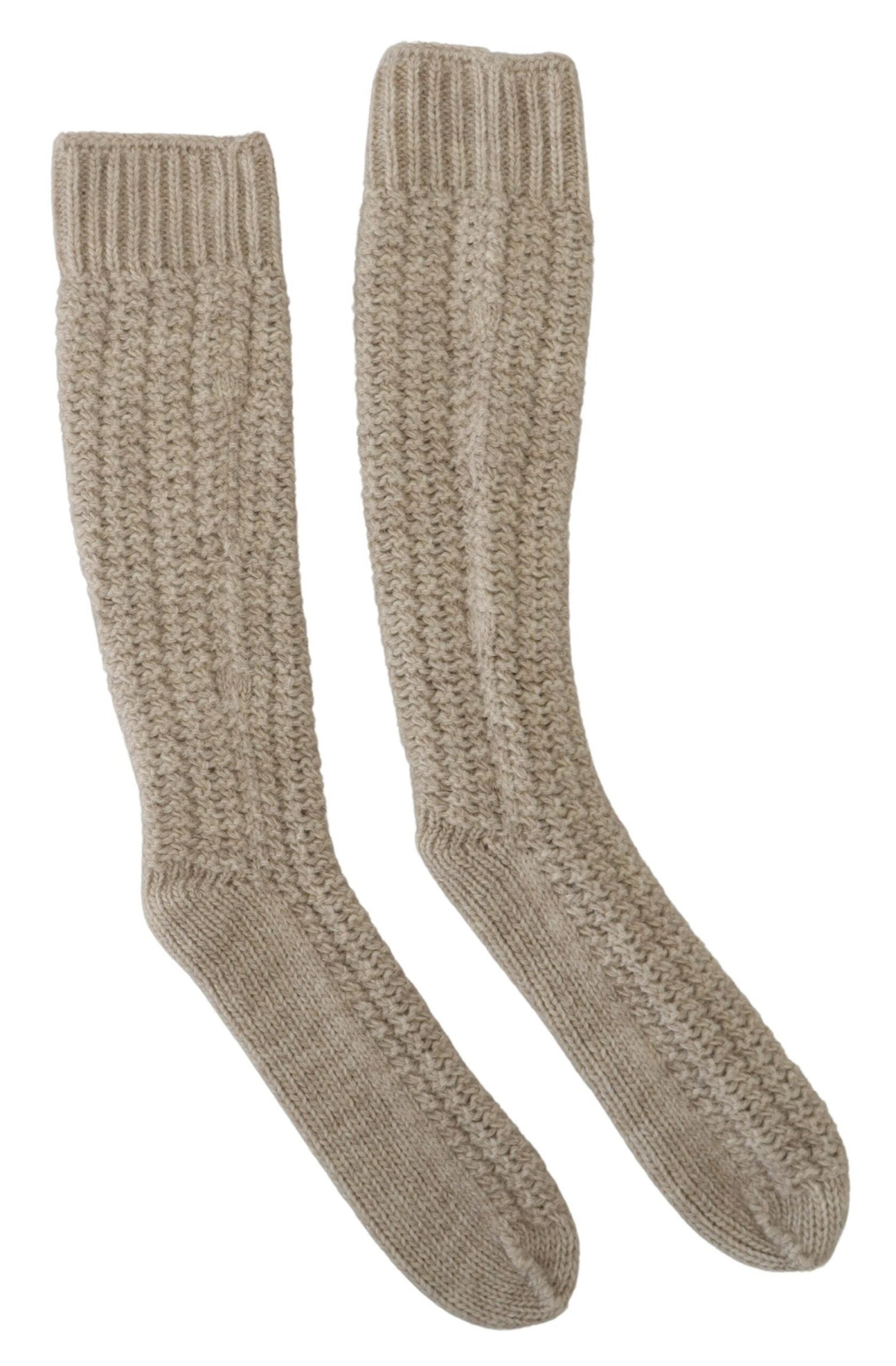 Dolce & Gabbana Chic Beige Wool Blend Over-the-Calf Socks, , Dolce & Gabbana 25% Alpaca, 30% Acrylic, Dolce & Gabbana, Material: 45% Wool, Tights & Socks - Women - Clothing -   Murillo Merchandise