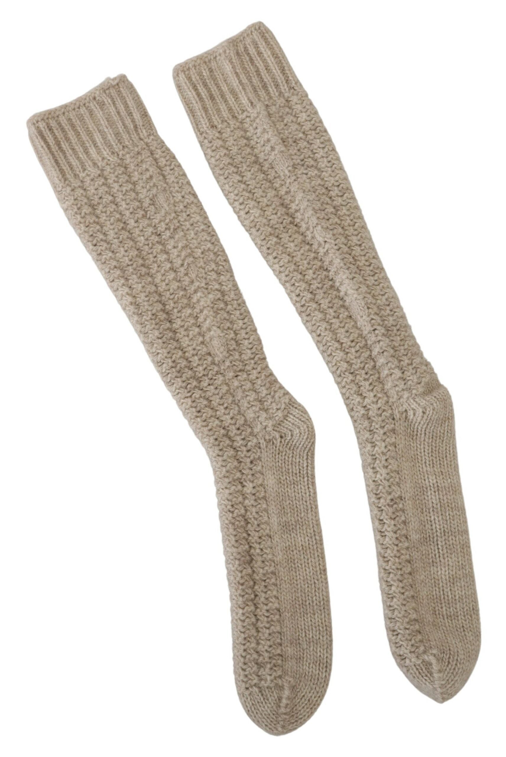 Dolce & Gabbana Chic Beige Wool Blend Over-the-Calf Socks, , Dolce & Gabbana 25% Alpaca, 30% Acrylic, Dolce & Gabbana, Material: 45% Wool, Tights & Socks - Women - Clothing -   Murillo Merchandise