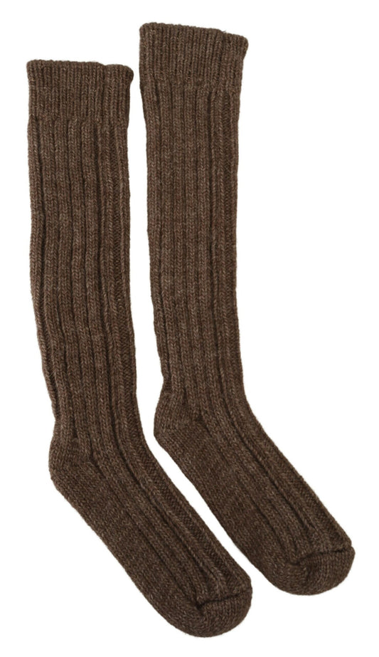 Dolce & Gabbana Chic Brown Wool Blend Over-Calf Socks, , Dolce & Gabbana 25% Alpaca, 30% Acrylic, Dolce & Gabbana, Material: 45% Wool, Tights & Socks - Women - Clothing -   Murillo Merchandise