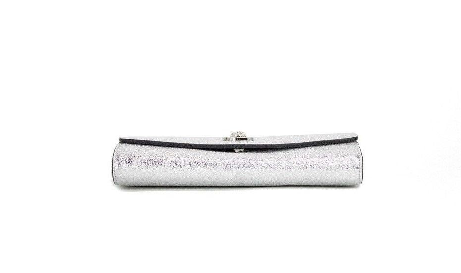 Versace Small Metallic Silver Lamb Leather Medusa Clutch Crossbody Wallet Bag, , Versace Versace, Wallets - Women - Bags -   Murillo Merchandise