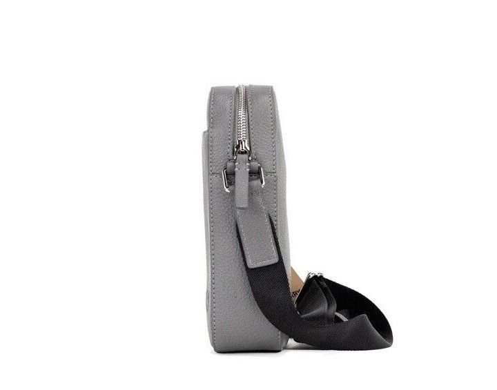 Burberry Thornton Small Grey Embossed Logo Grainy Leather Crossbody Handbag, , Burberry Burberry, Crossbody Bags - Women - Bags -   Murillo Merchandise