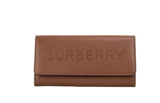 Burberry Porter Tan Grained Leather Embossed Continental Clutch Flap Wallet Brown, , Burberry Burberry, Wallets - Women - Bags -   Murillo Merchandise