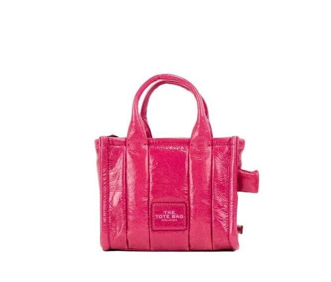 Marc Jacobs The Shiny Crinkle Micro Tote Magenta Leather Crossbody Bag Handbag, , Marc Jacobs Crossbody Bags - Women - Bags, Marc Jacobs -   Murillo Merchandise