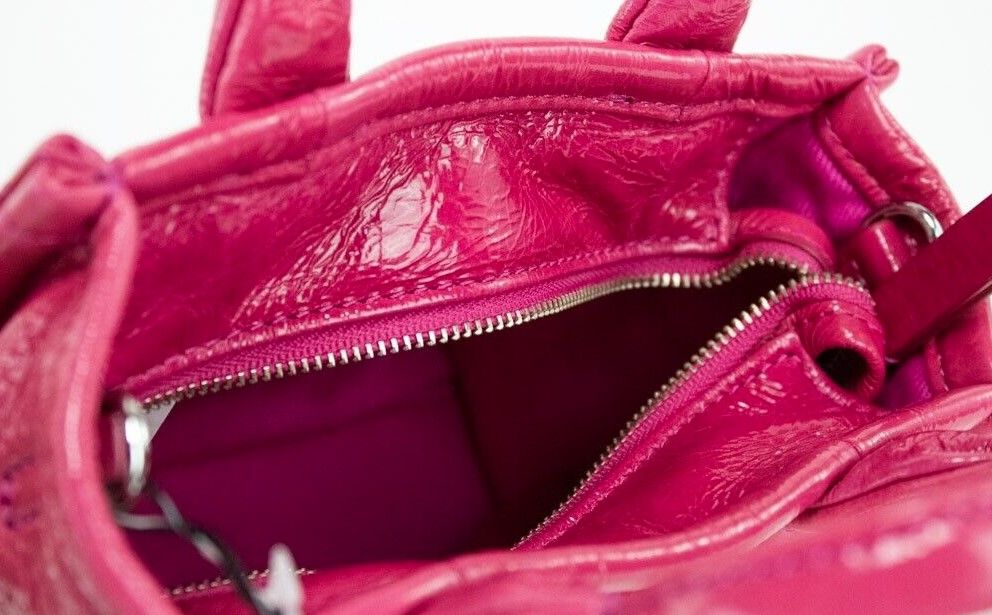 Marc Jacobs The Shiny Crinkle Micro Tote Magenta Leather Crossbody Bag Handbag, , Marc Jacobs Crossbody Bags - Women - Bags, Marc Jacobs -   Murillo Merchandise