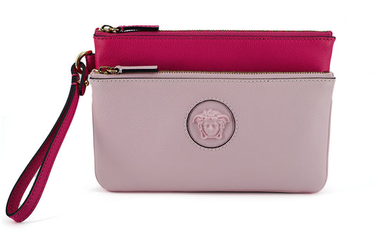 Versace Elegant Pink Leather Pouch Clutch, , Versace Clutch Bags - Women - Bags, Handbags - Women - Bags, Versace -   Murillo Merchandise