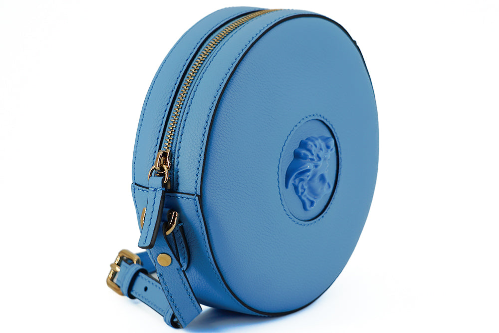 Versace Chic Blue Leather Round Shoulder Bag, , Versace Bags - Women - Bags, Crossbody Bags - Women - Bags, Shoulder Bags - Women - Bags, Versace -   Murillo Merchandise