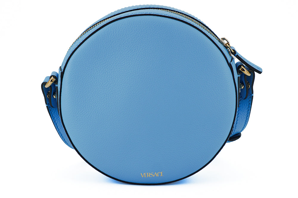 Versace Chic Blue Leather Round Shoulder Bag, , Versace Bags - Women - Bags, Crossbody Bags - Women - Bags, Shoulder Bags - Women - Bags, Versace -   Murillo Merchandise