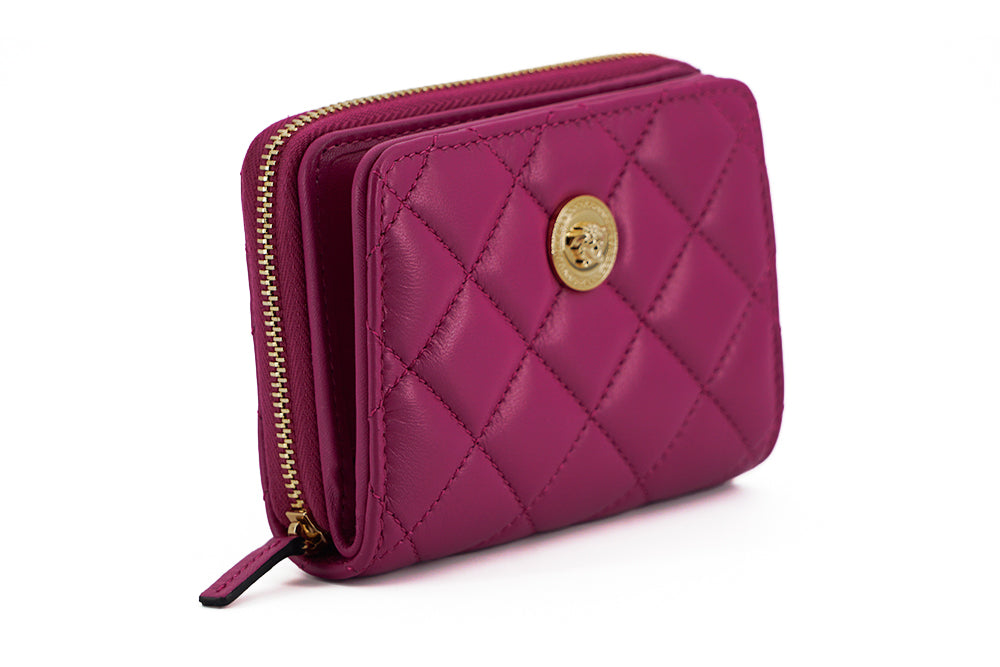 Versace Elegant Purple Quilted Leather Wallet, , Versace Leather Accessories - Women - Bags, Versace, Wallets - Women - Bags -   Murillo Merchandise