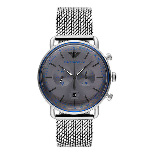 Emporio Armani Sophisticated Silver Steel Chronograph Watch, , Emporio Armani Emporio Armani, Watches for Men - Watches -   Murillo Merchandise