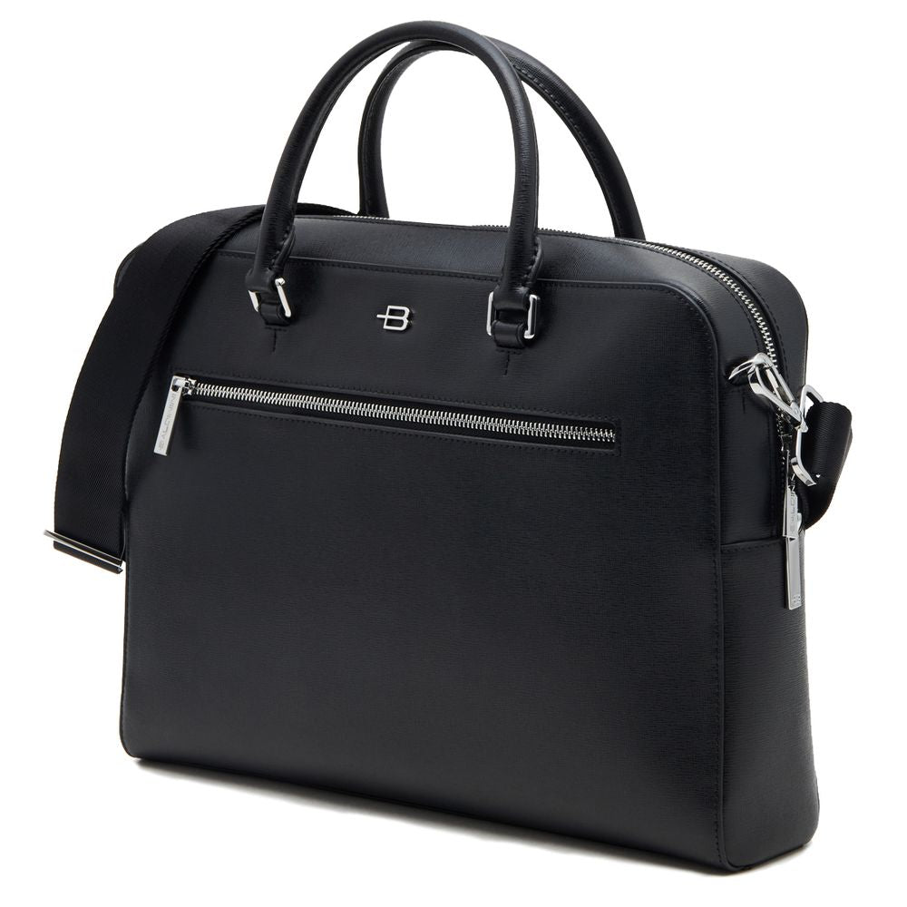 Baldinini Trend Black Leather Di Calfskin Briefcase, , Baldinini Trend 2024, Baldinini Trend, Black, Briefcases - Men - Bags -   Murillo Merchandise