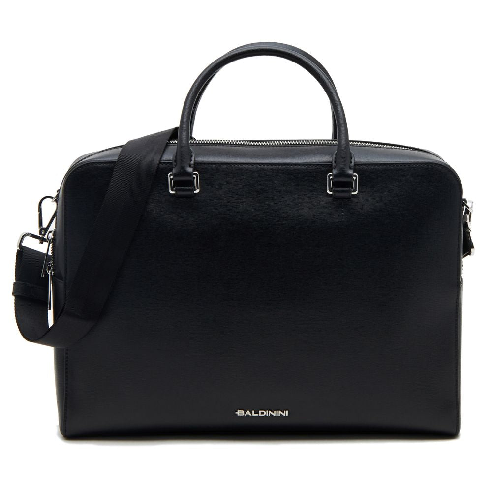 Baldinini Trend Black Leather Di Calfskin Briefcase, , Baldinini Trend 2024, Baldinini Trend, Black, Briefcases - Men - Bags -   Murillo Merchandise