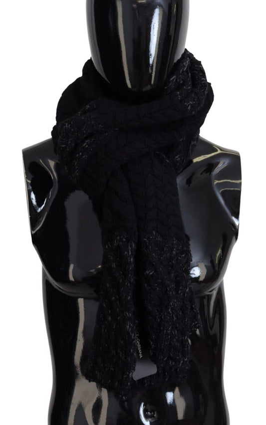 Dolce & Gabbana Elite Black Wool Blend Men's Scarf, , Dolce & Gabbana Black, Dolce & Gabbana, Material: 93% Wool 7% Nylon, Scarves - Men - Accessories -   Murillo Merchandise