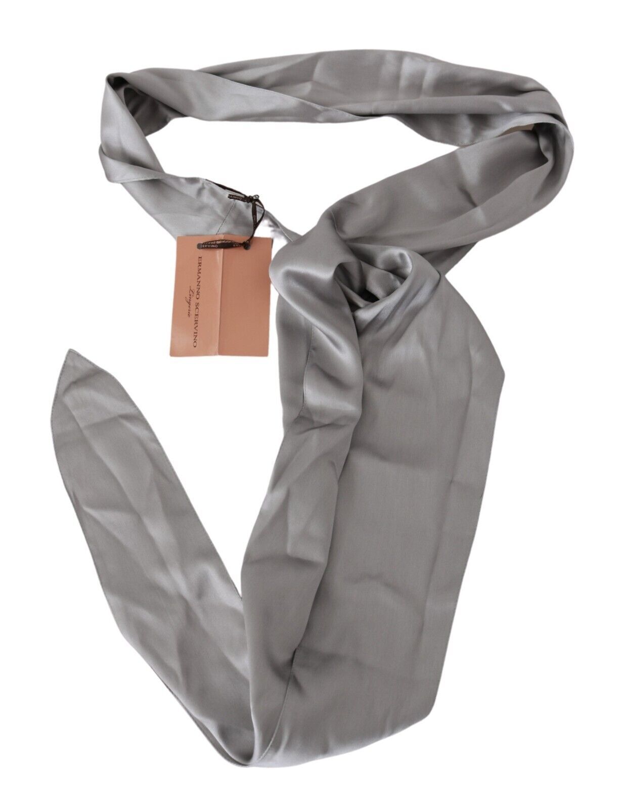 Ermanno Scervino Metallic Silver Silk Neck Wrap Shawl Scarf, , Ermanno Scervino Ermanno Scervino, Material: 96% Silk 4% Elastane, Scarves - Men - Accessories, Silver -   Murillo Merchandise