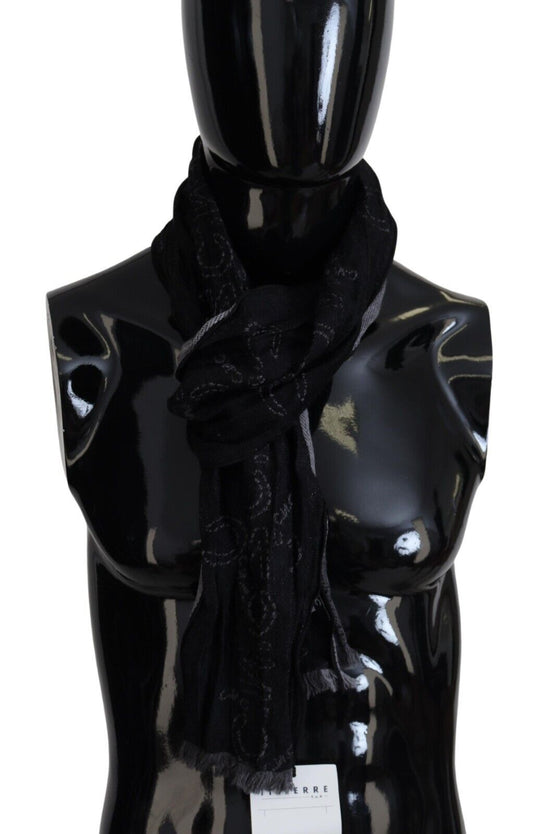 Costume National Black Grey Logo Print Men Neck Wrap Shawl Scarf, , Costume National Black and Gray, Costume National, Material: 100% Cotton, Scarves - Men - Accessories -   Murillo Merchandise