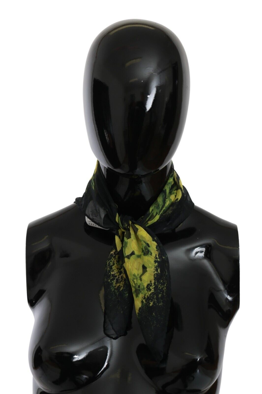 GF Ferre Black Yellow Floral Wrap Shawl Foulard Scarf, , GF Ferre Black, GF Ferre, Material: Silk, Scarves - Women - Accessories -   Murillo Merchandise