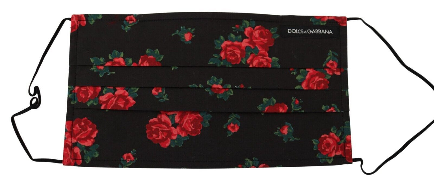 Dolce & Gabbana Elegant Floral Cotton Pleated Face Mask, , Dolce & Gabbana Black, Dolce & Gabbana, Material: 100% Cotton, Other - Women - Accessories -   Murillo Merchandise