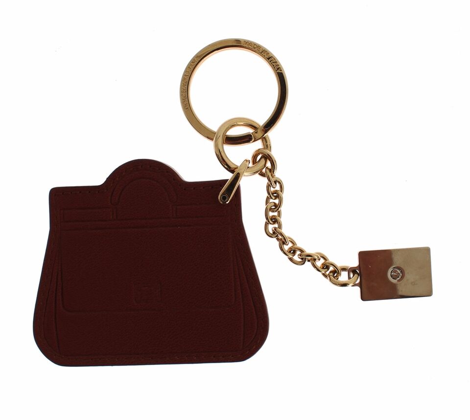 Dolce & Gabbana Elegant Brown Leather Keychain with Gold Detailing, , Dolce & Gabbana 70% Leather, Dolce & Gabbana, Keychains - Men - Accessories, Material: 30% Brass -   Murillo Merchandise