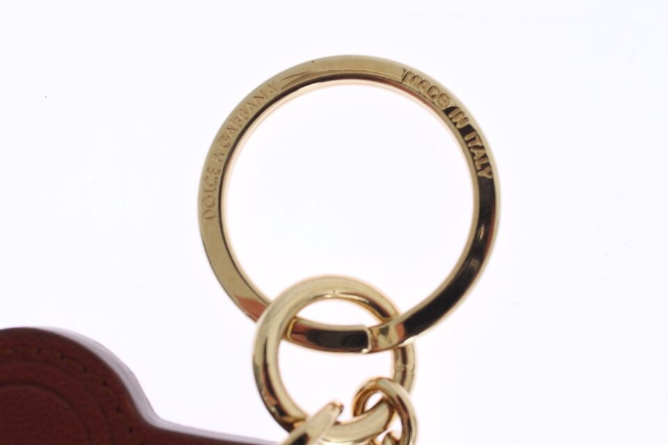 Dolce & Gabbana Elegant Brown Leather Keychain with Gold Detailing, , Dolce & Gabbana 70% Leather, Dolce & Gabbana, Keychains - Men - Accessories, Material: 30% Brass -   Murillo Merchandise