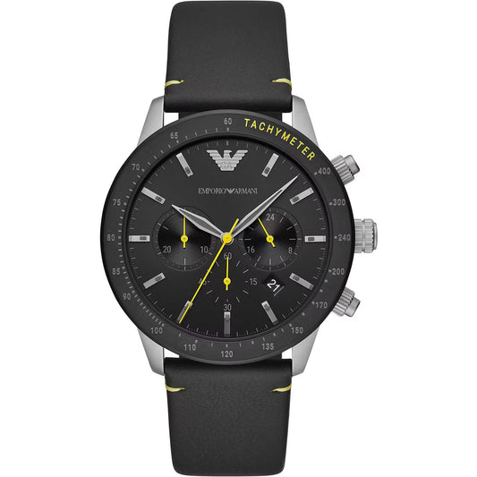 Emporio Armani Elegant Chronograph Leather Strap Watch, , Emporio Armani Emporio Armani, Watches for Men - Watches -   Murillo Merchandise